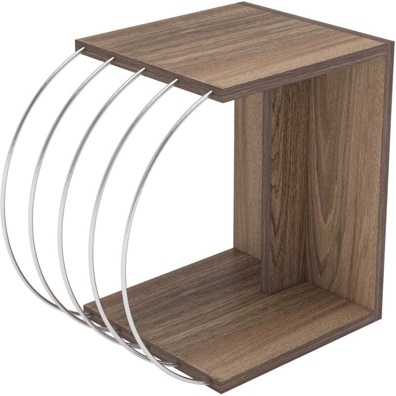 Table d'appoint 46 x 30 x 42 cm effet noyer chrome