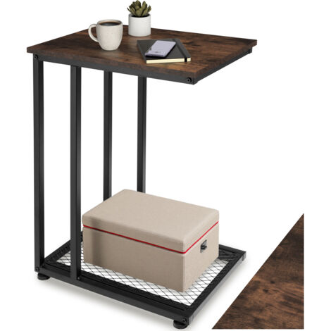 Table d'appoint 48 x 35 66 cm en panneau de fibres bois foncé