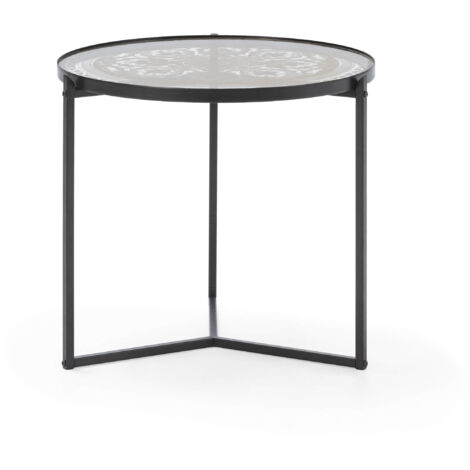 Table d'appoint 50x50x42 Verre/Métal Noir