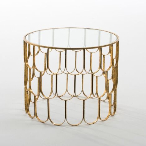 Table d'appoint 54x54x43 Verre/Métal doré