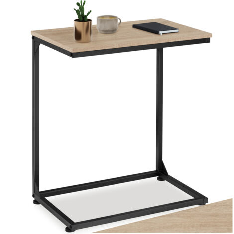 Table d'appoint 55,5 x 35 67 cm en panneau de fibres bois clair