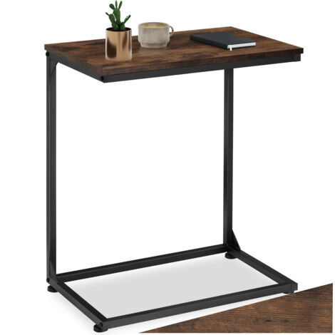 Table d'appoint 55,5 x 35 67 cm en panneau de fibres bois foncé
