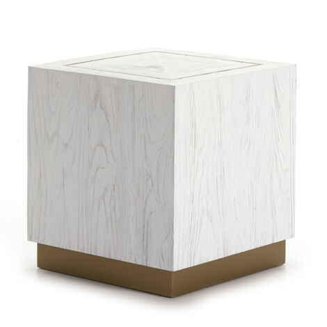 Table d'appoint 55x55x60 Bois Blanc/Métal Doré