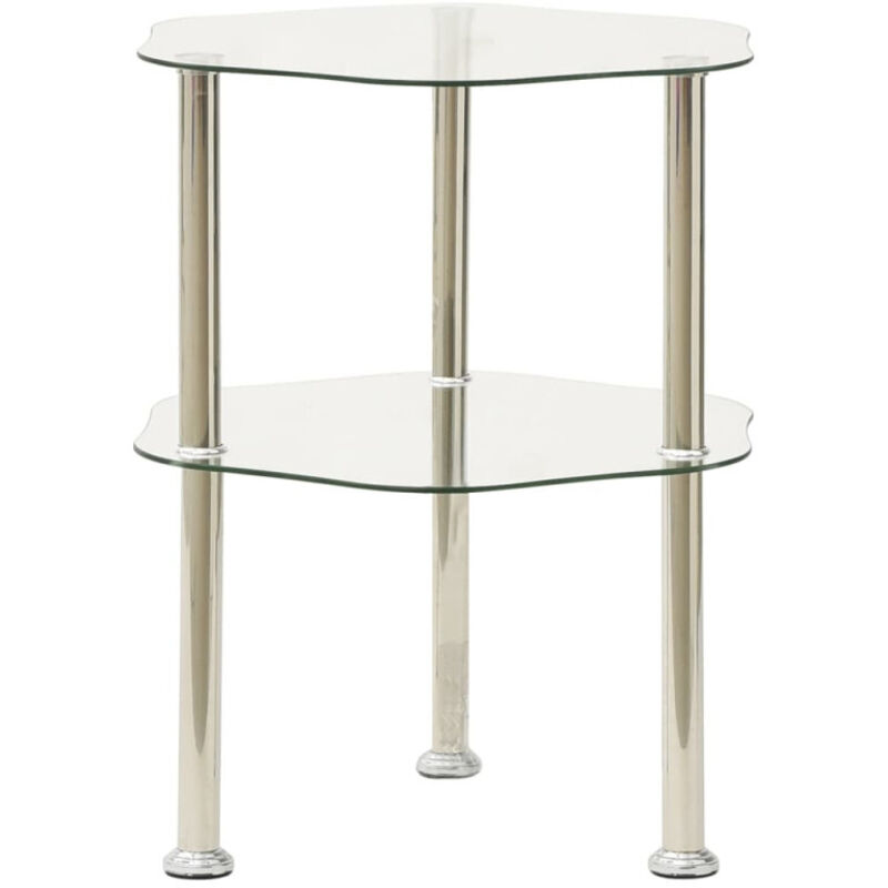 Table d'appoint 2 niveaux Transparent 38x38x50 cm Verre trempé Vidaxl