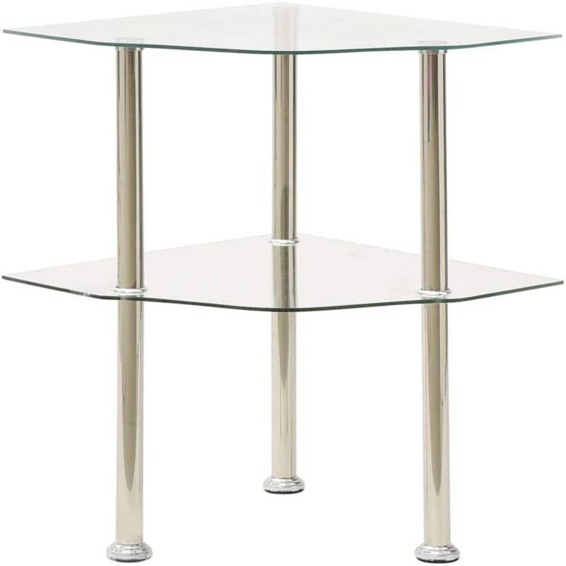 Table d'appoint 2 niveaux Transparent 38x38x50 cm Verre trempé Vidaxl