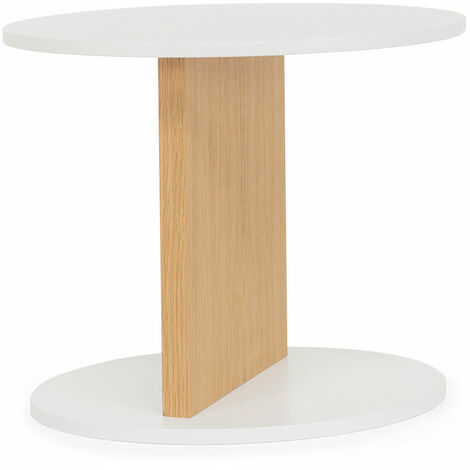 Table d’appoint à base ronde Wabi Home au design minimaliste en bois
