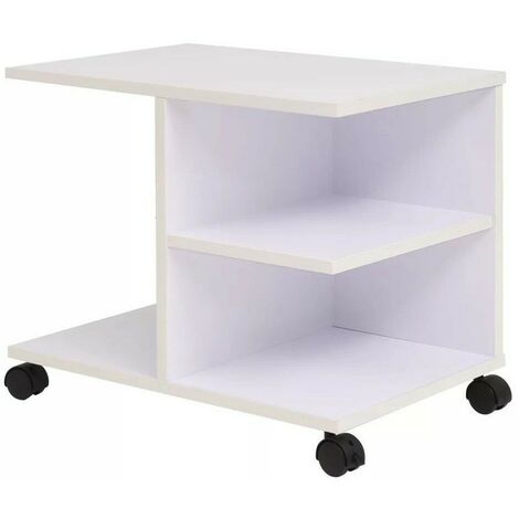 Table d'appoint à roulettes 3 niches blanc Sonia
