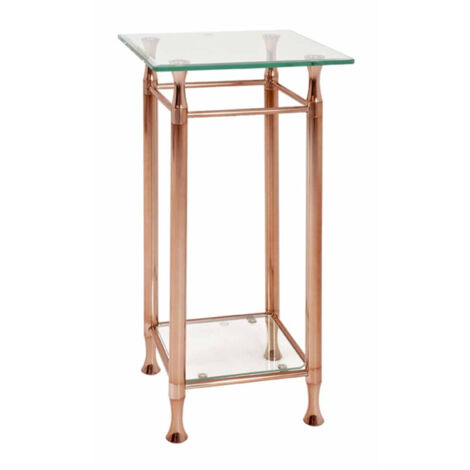 Table d'Appoint Acier & Verre Design "Hyva" 72cm Cuivre