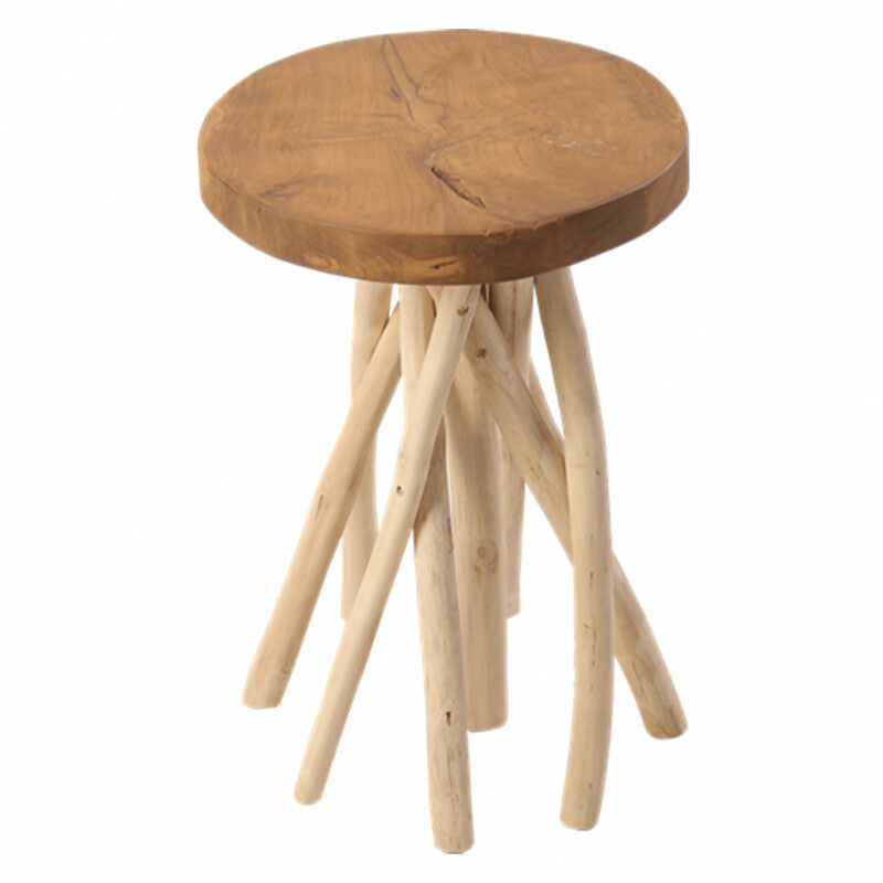 table d'appoint artisanal en bois de teck et piètement emmêlé - okto