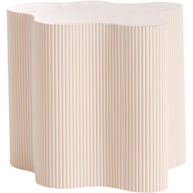 Table d'Appoint avec Base Cannelée Forme Irrégulière 40 x 50 cm mdf Blanc Cassé Perry