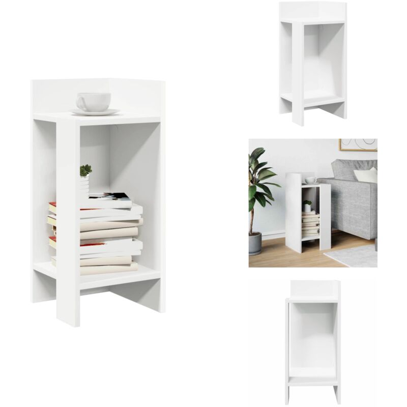 Table d'appoint avec étagère blanc 25,5x27x60 cm - Table D'appoint - Tables D'appoint - Table D'extrémité - Table D'accent