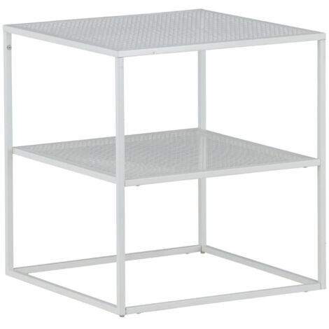 Table d'Appoint Avec Étagère "Netz" 60cm Blanc