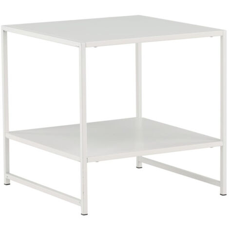 Table d'Appoint Avec Étagère "Staal" 50cm Blanc