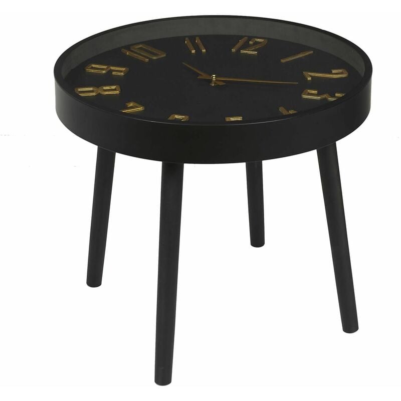 Table d'appoint avec horloge - Dimensions : Diamètre : 50 cm - Hauteur : 43,5 cm - Noir