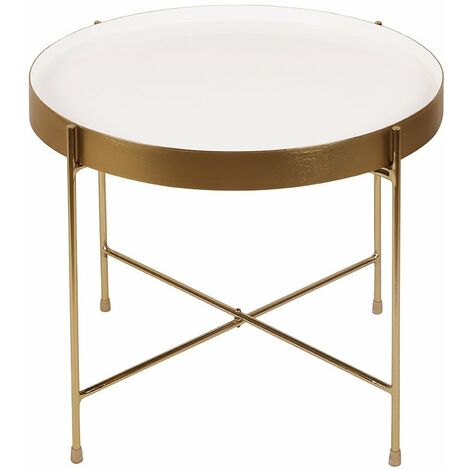Table d'appoint avec plateau réversible bleu canard / blanc D51 cm SATEEN