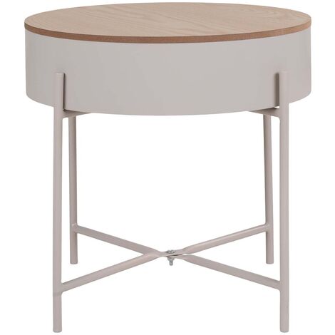 Table d'appoint avec rangement 40x40x40 cm en métal sable et naturel