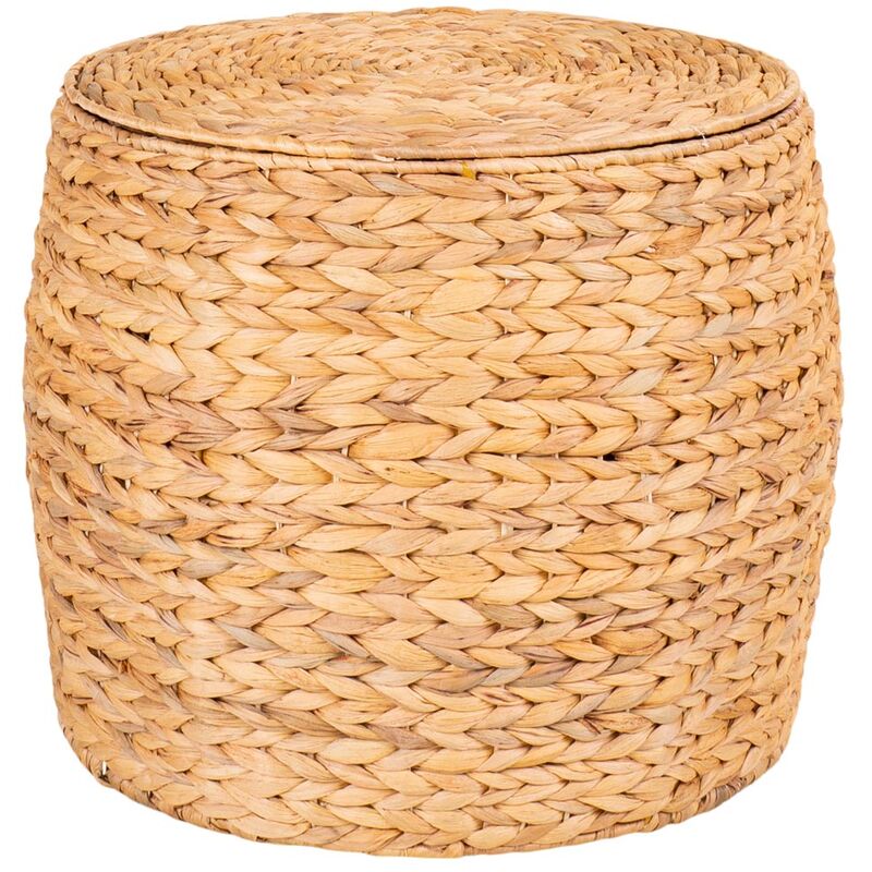 Delia table d'angle Ø43cm avec rangement naturel.