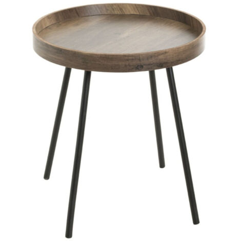 Table d'Appoint avec Rebord "Miranda" 45cm Chêne Foncé & Noir