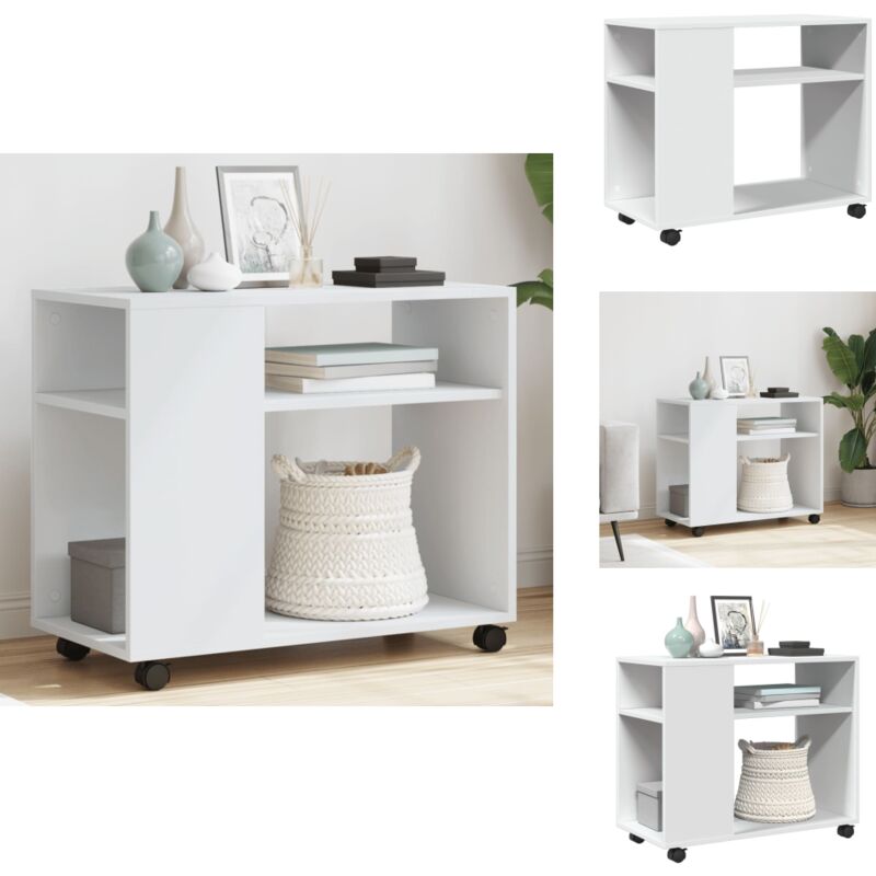 Vidaxl - Table d'appoint avec roues blanc 70x35x60 cm bois d'ingénierie - Table D'appoint - Tables D'appoint - Table D'appoint Sur Roulettes - Table
