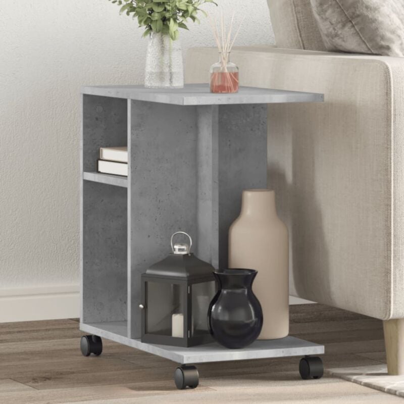 Vidaxl - Table d'appoint avec roues gris béton bois d'ingénierie