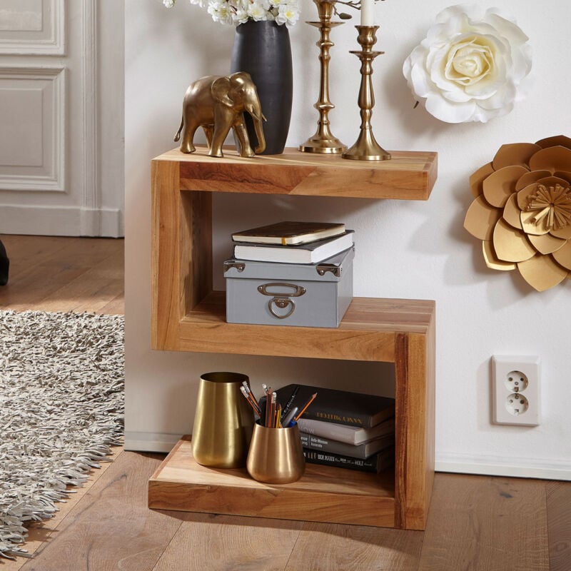 Table d'appoint avec étagères 44x30x60 cm en acacia massif