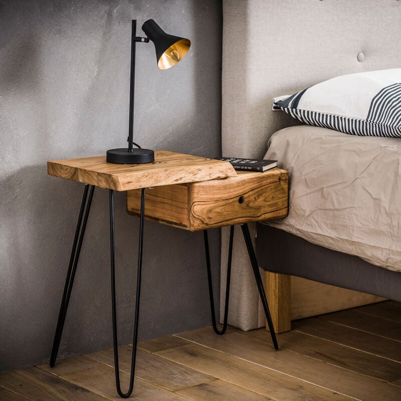 M&s - Table d'appoint avec tiroir à droite en acacia massif - along