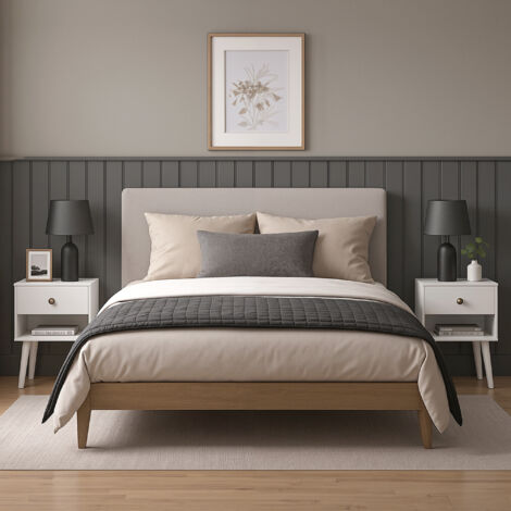 Table d’Appoint avec Tiroir et Compartiment Ouvert, Table de Chevet en Bois, pour Chambre, Salon, Blanc