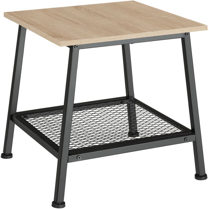 tectake - table d'appoint bedford 45,5x45x47cm - table d'appoint de style industriel, table de rangement, table basse - bois clair industriel, chêne