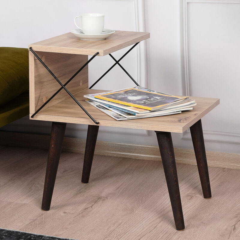 [en.casa] - table d'appoint bergen avec étagère panneau de particules hêtre 50 x 40 x 55 cm effet bois bois foncé