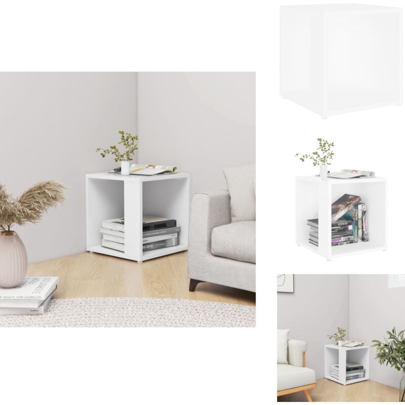 Table d'appoint Blanc 33x33x34,5 cm Aggloméré - Table D'appoint - Table Basse - Meuble D'angle - Rangement Petit Espace - Design Rustique