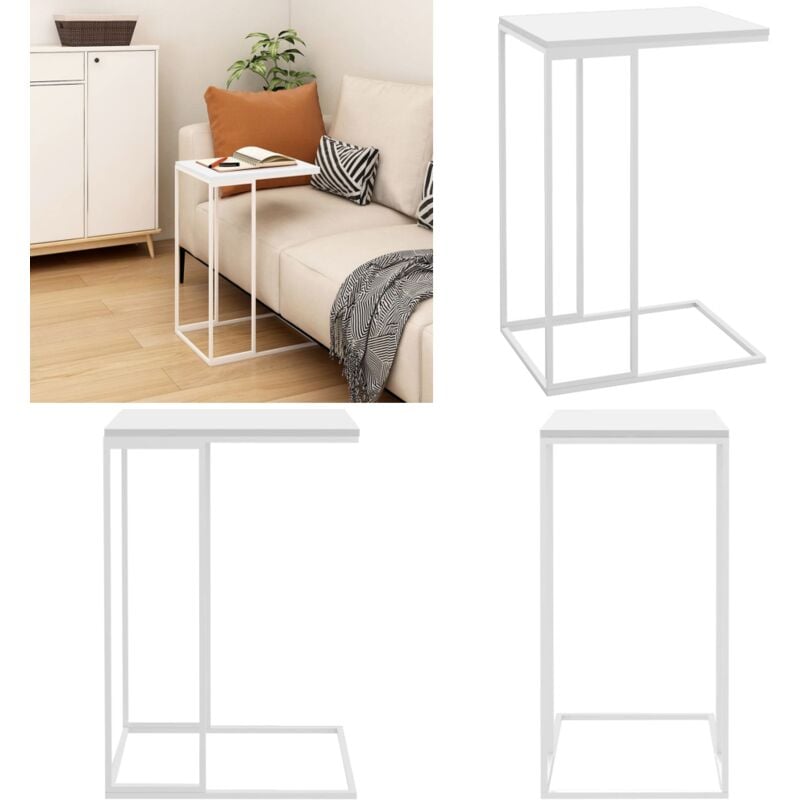 Table d'appoint Blanc 40x30x59 cm Bois d'ingénierie - Table D'appoint - Table Basse - Meuble Salon - Table Blanche - Table En Bois - Home & Living