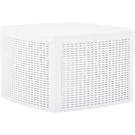 Vidaxl – Table d'appoint blanche 54x54x36,5 cm – Polypropylène résistant aux intempéries – Design plat imitant le rotin – Compartiment de rangement
