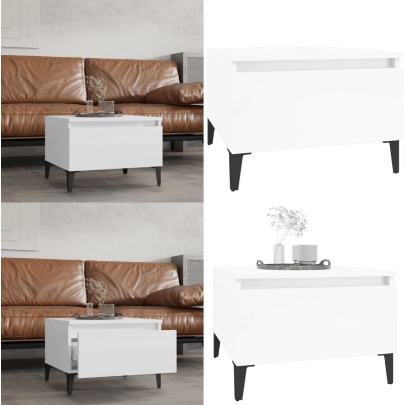 Vidaxl - Table d'appoint Blanc brillant 50x46x35 cm Bois d'ingénierie - Table D'appoint - Meuble Industriel - Table Basse - Table Design - Table
