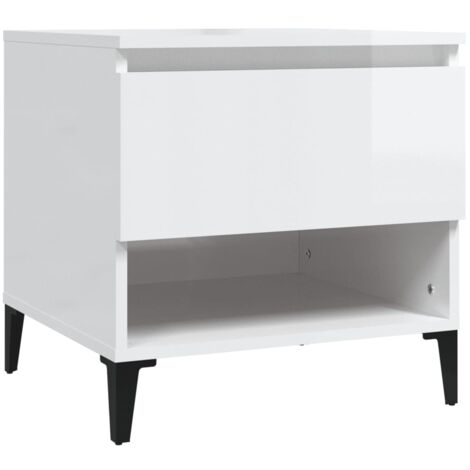 Table d'appoint Blanc brillant 50x46x50 Bois d'ingénierie