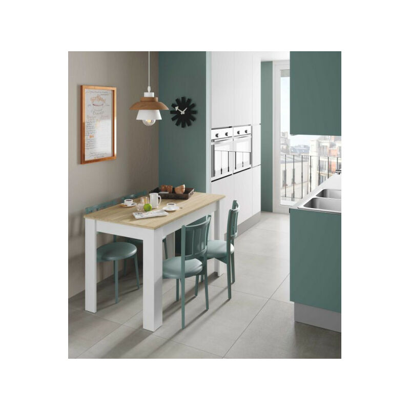 TMM - Table d'appoint Blanc/Chêne clair - cartia - l 109 x l 67 x h 78 cm