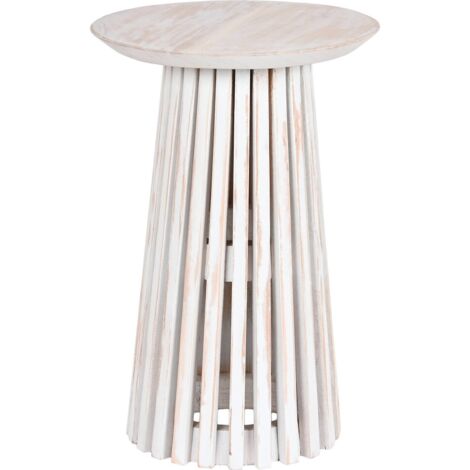 Table d'appoint blanche design pour déco élégante - Blanc patiné