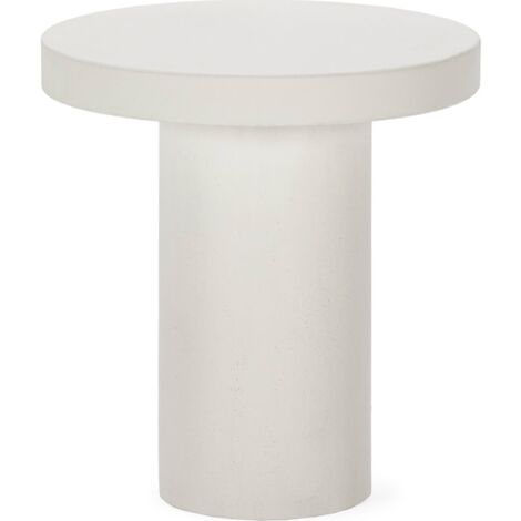 Table d'appoint blanche en ciment effet pierre moderne et épurée - blanc pierre minéral mat
