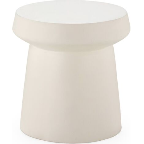 Table d'appoint blanche en fibre de pierre design épuré - blanc pierre mat