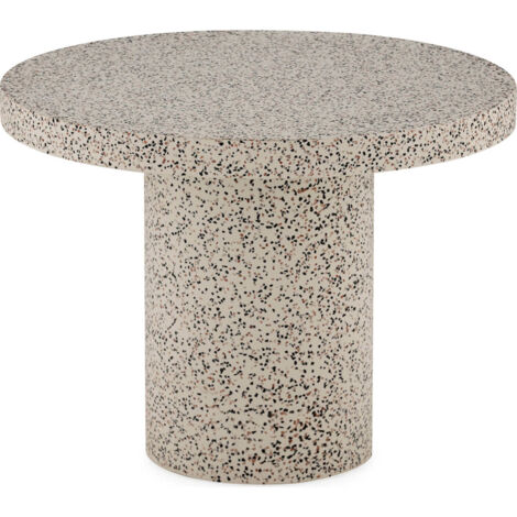 Table d'appoint blanche en fibre de pierre style terrazzo moderne - blanc terrazzo moucheté gris noir