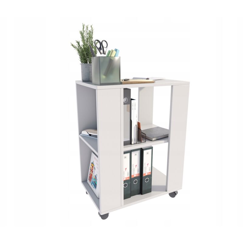 Armoire de Bureau Mobile Blanc - Meuble à roulettes Style contemporain - 60 x 40 x 78.6 cm