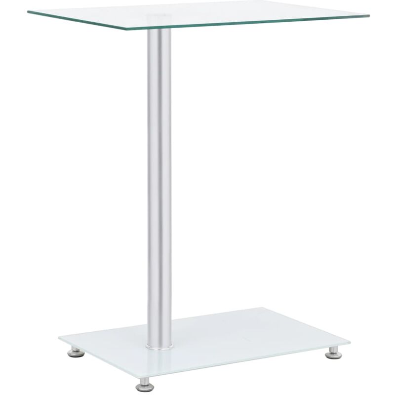 table d'appoint bout de canapé table basse en forme u transparent 45x30x58 cm verre trempé 72271