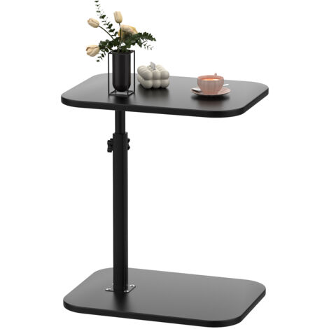 Table d'appoint bout de canapé avec roulettes Cadre en métal Desserte de lit Support ordinateur portable
