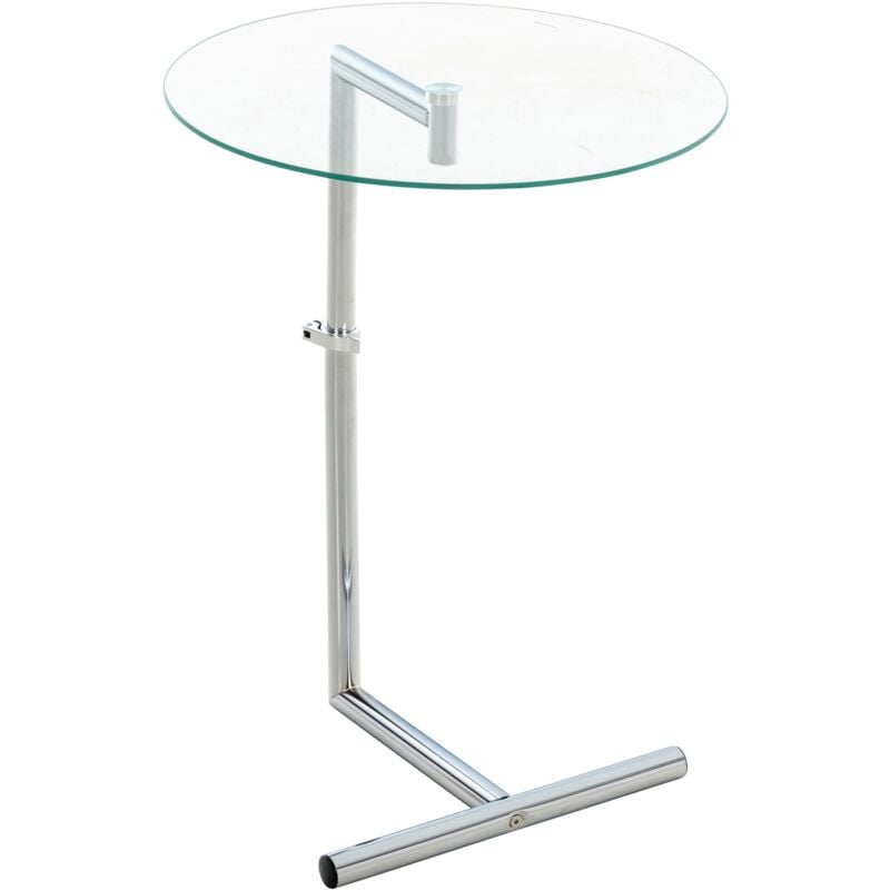 Table d'appoint bout de canapé hauteur réglable avec plateau en verre et support en métal 100005519