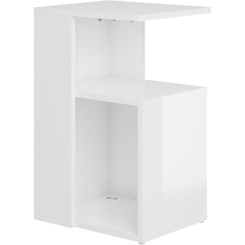 Table d'appoint bout de canapé support plante 36 x 30 x 56 cm bois d'ingénierie blanc brilliant DEC032365