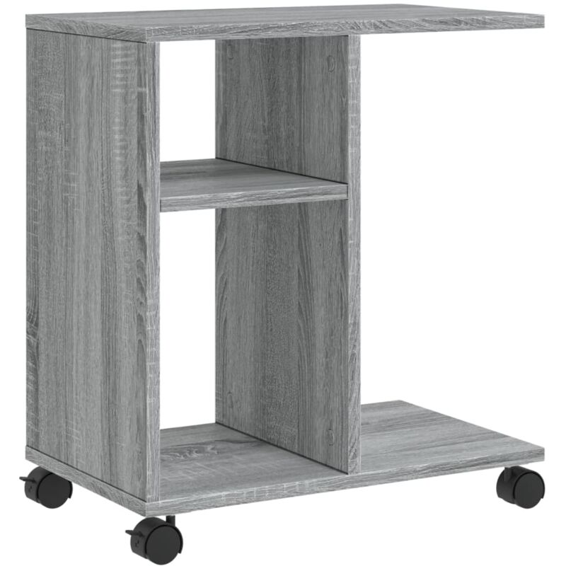 Décoshop26 - Table d'appoint bout de canapé sur roulettes 50 x 30 x 55 cm en bois d'ingénierie gris DEC032338 Décoshop26 - Table d'appoint bout de canapé sur roulettes 50 x 30 x 55 cm en bois d'ingénierie gris DEC032338