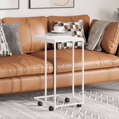 Table d'appoint Bout de canapé Table basse avec roues Blanc 40x30x63,5cm Bois d'ingénierie 77386