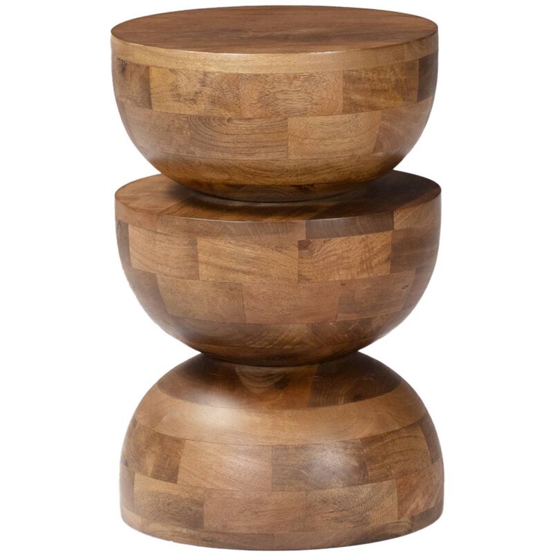 Table d'appoint. bout de canapé. table de chevet. tabouret en bois de manguier. Noyer. Sita. Ø30 x H 45cm