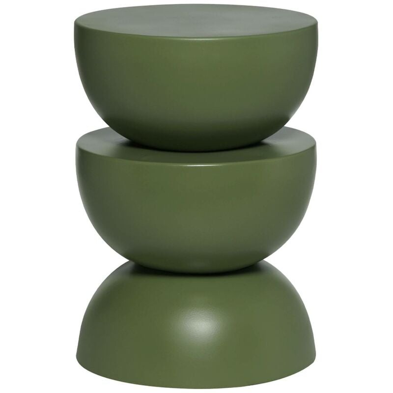 Table d'appoint. bout de canapé. table de chevet en métal. vert kaki. Coumba. Ø32 x h 46.5cm