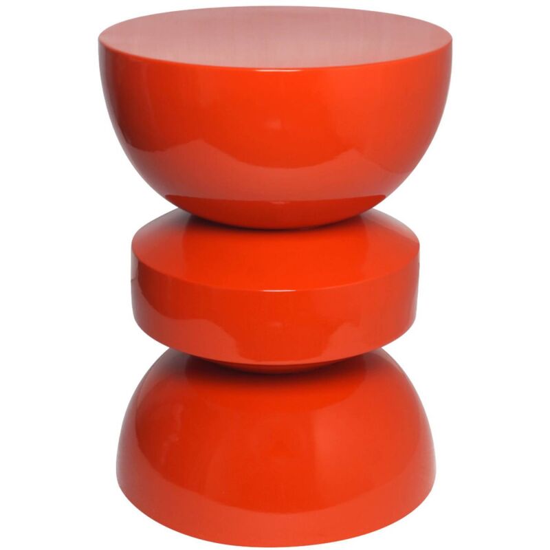 Table d'appoint. bout de canapé. table de chevet en métal effet glassy orange Assa. Ø32 x H 44.5cm