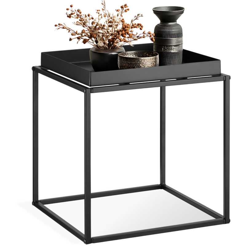 Table d'appoint carrée en Acier 40 x 44 cm noir